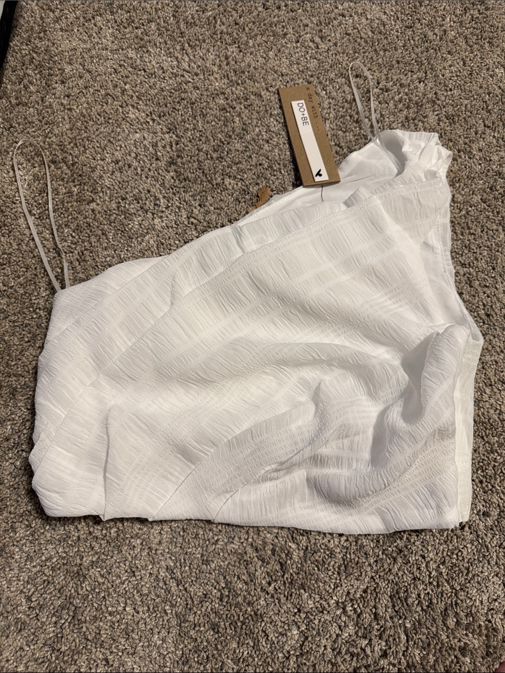 DO+BE White Textured off shoulder Cami Top